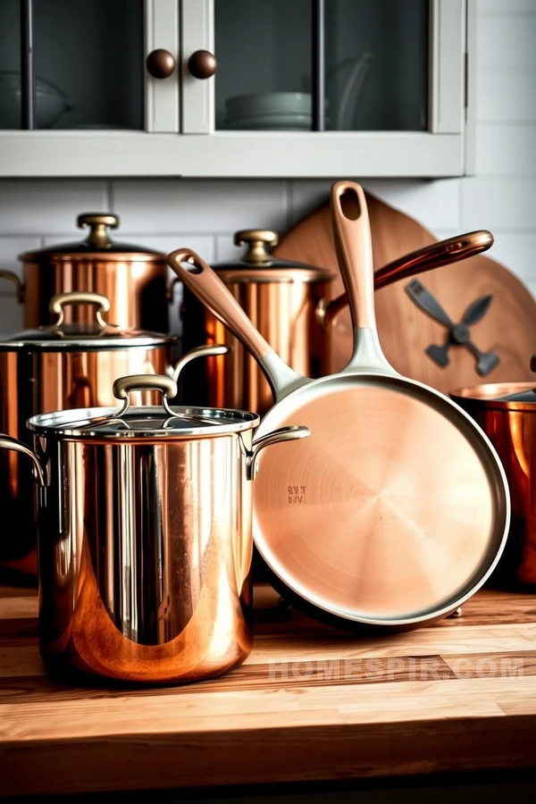 Butcher Block and Copper Pots in Industrial Kitchens