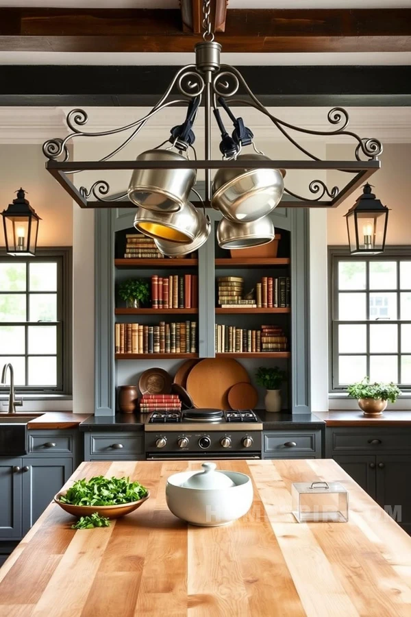 Butcher Block Island Highlights Parisian Kitchen