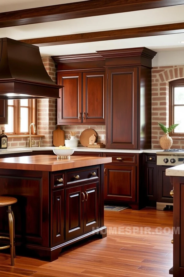 Butcher Block Island in Warm Colonial Kitchen