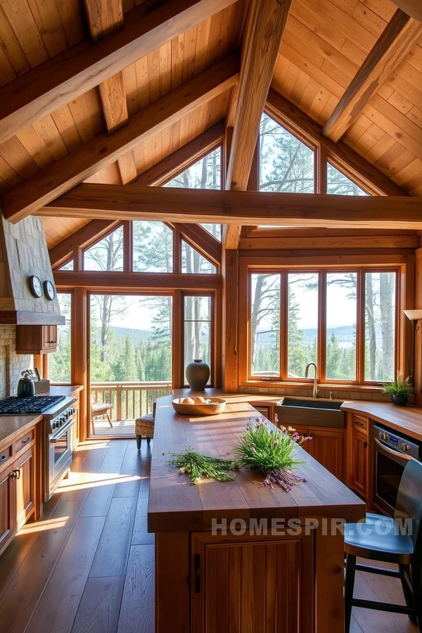 Butcher Block Island Kitchen At One With Nature