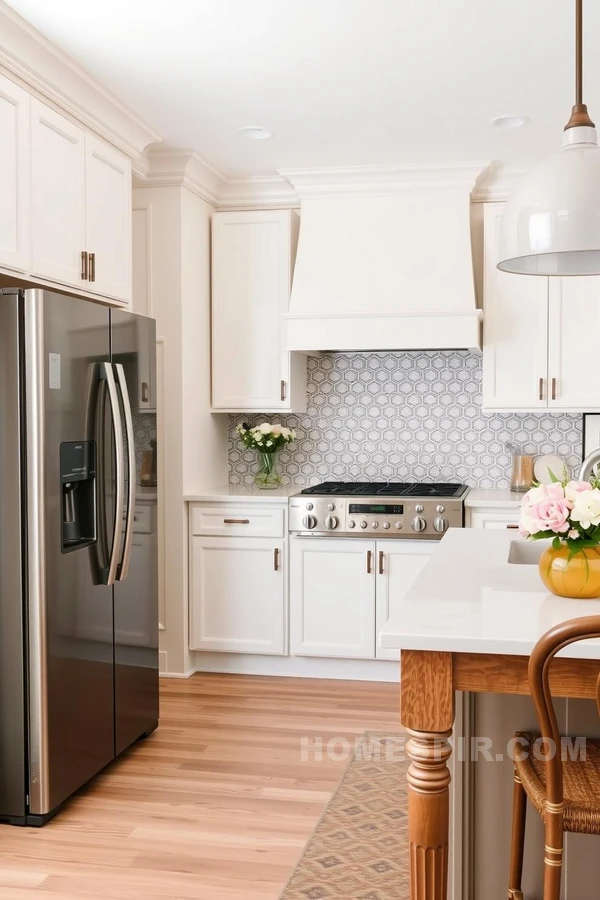 Calming Neutral Tones with Bold Accents in Kitchen Design