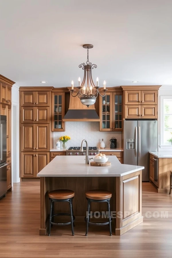 Chandelier Charm in a Contemporary Kitchen Space