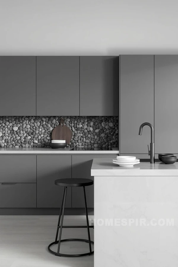 Charcoal and Ash Gray Monochrome Zen Kitchen