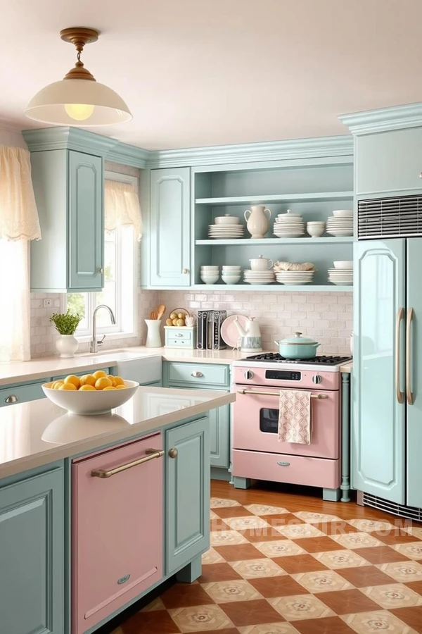 Charming Powder Blue and Pink Kitchen