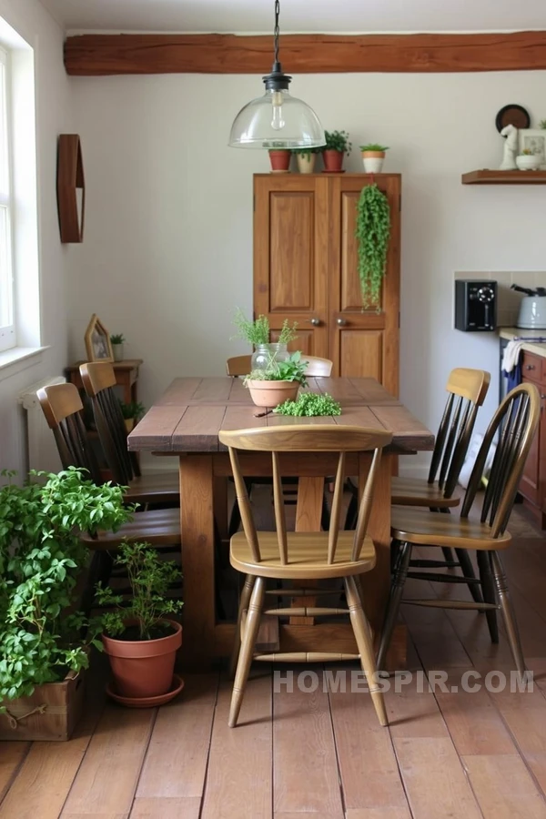 Charming Rustic Dining with Plant Accents