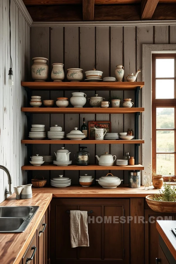 Charming Rustic Shelves in Kitchen