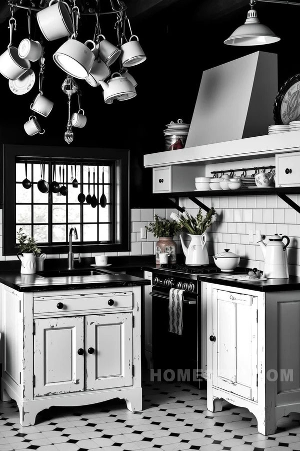 Charming Vintage Monochrome Kitchen