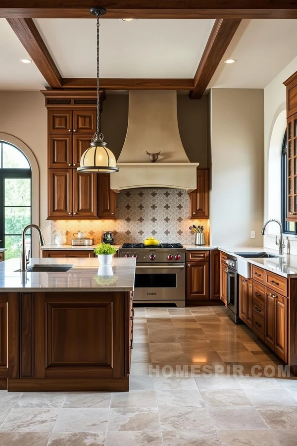 Chef's Dream Mediterranean Kitchen with Central Island