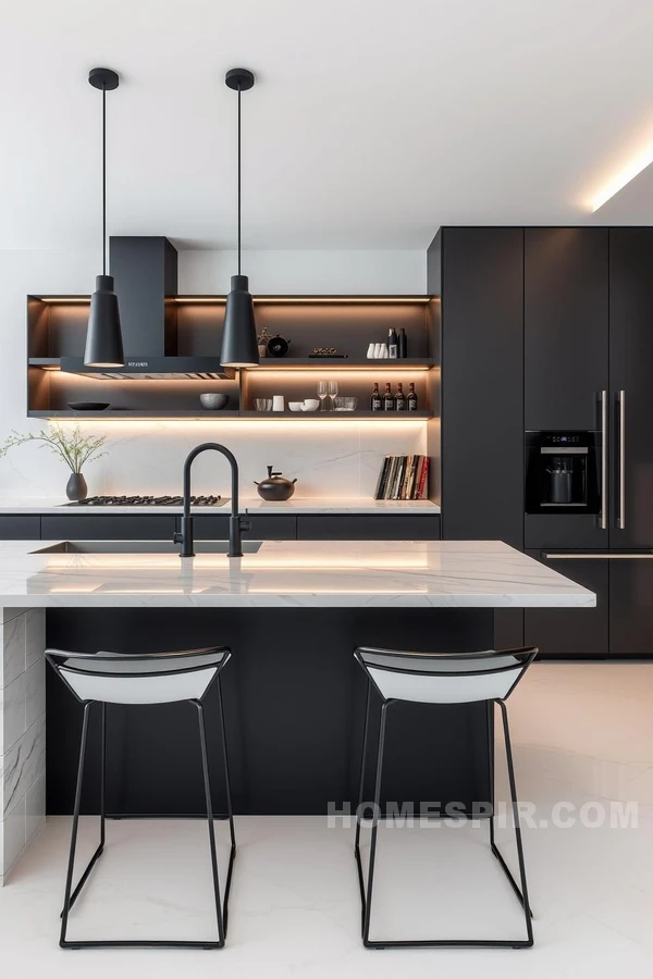 Chic Black Fixture Kitchen Bar