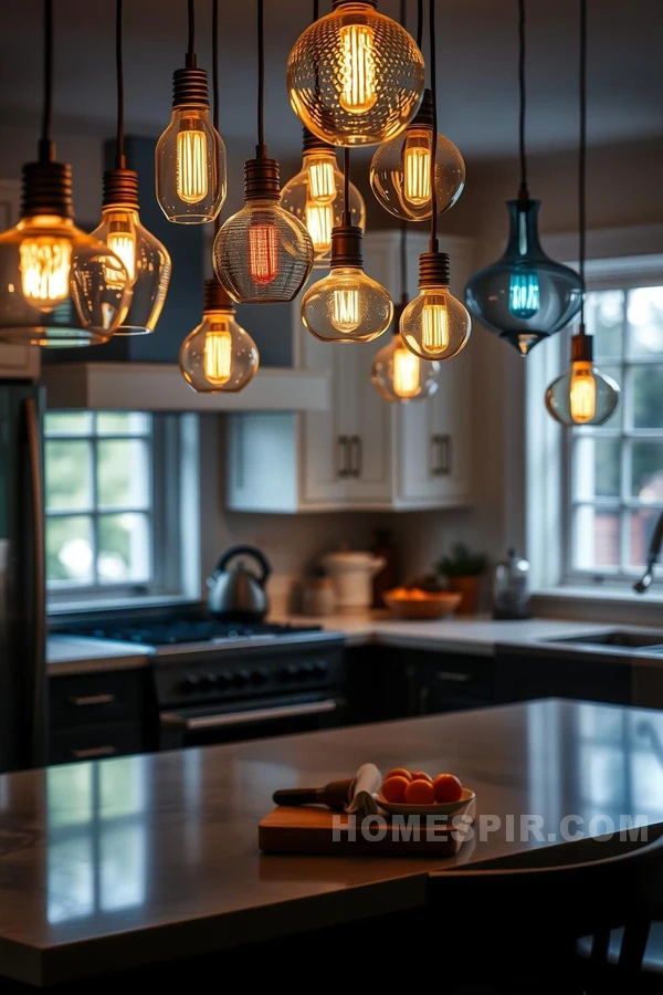 Chic Kitchen with Artistic Light Displays