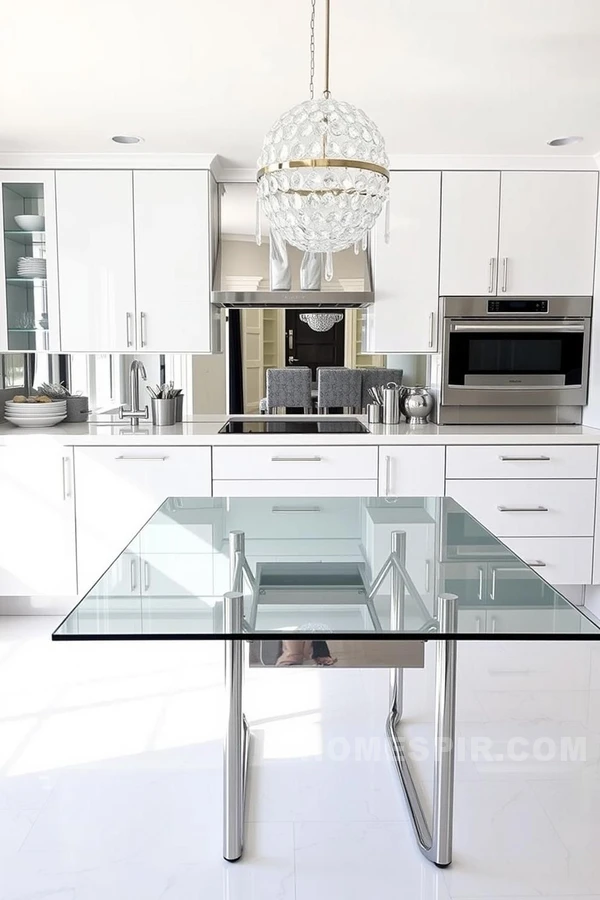 Chic Kitchen with Mirrored and Glossy Features