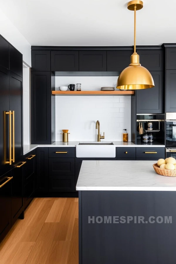 Chic Kitchen with Warm Brass Accents