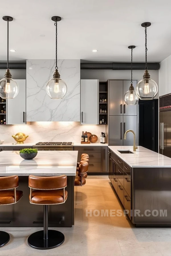 Chic Lighting in Industrial Luxe Kitchen Design