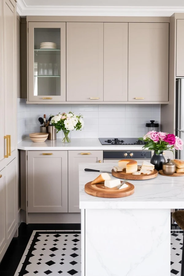 Chic Marble Island in Parisian Kitchen