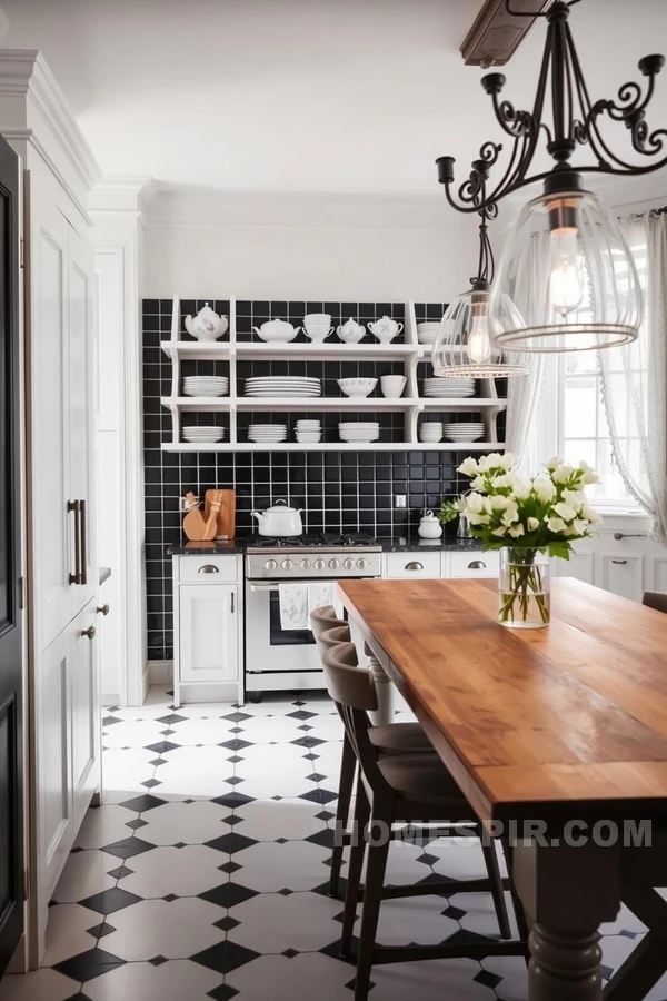 Chic Monochrome Parisian Kitchen Decor