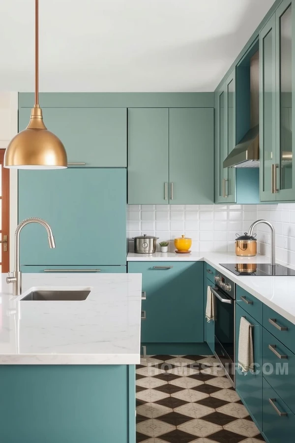 Chic Retro Elements In Sleek Kitchen