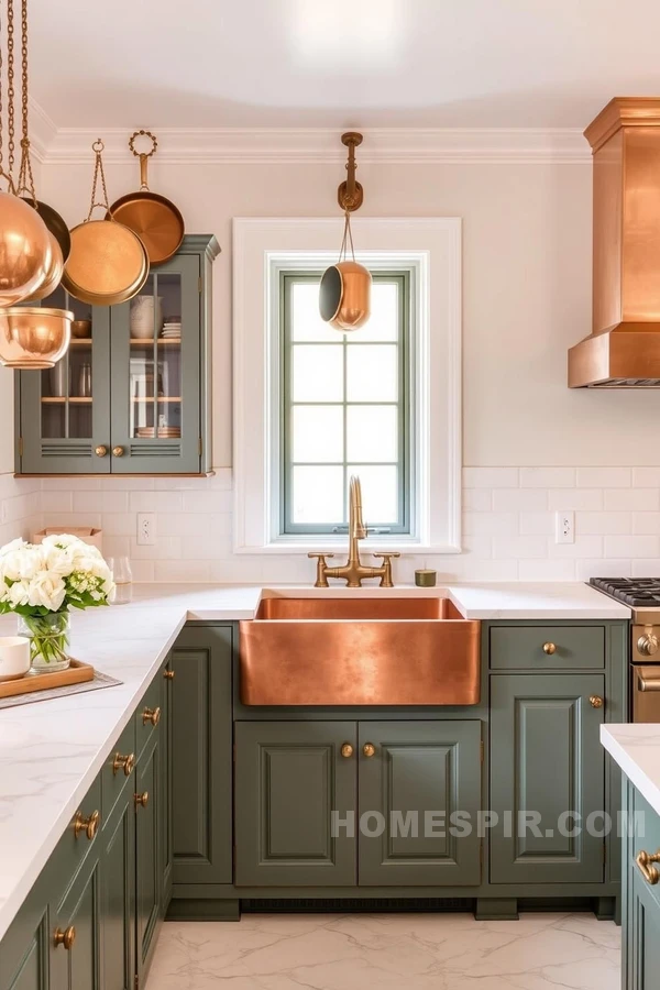 Chic Victorian Kitchen Highlighting Copper