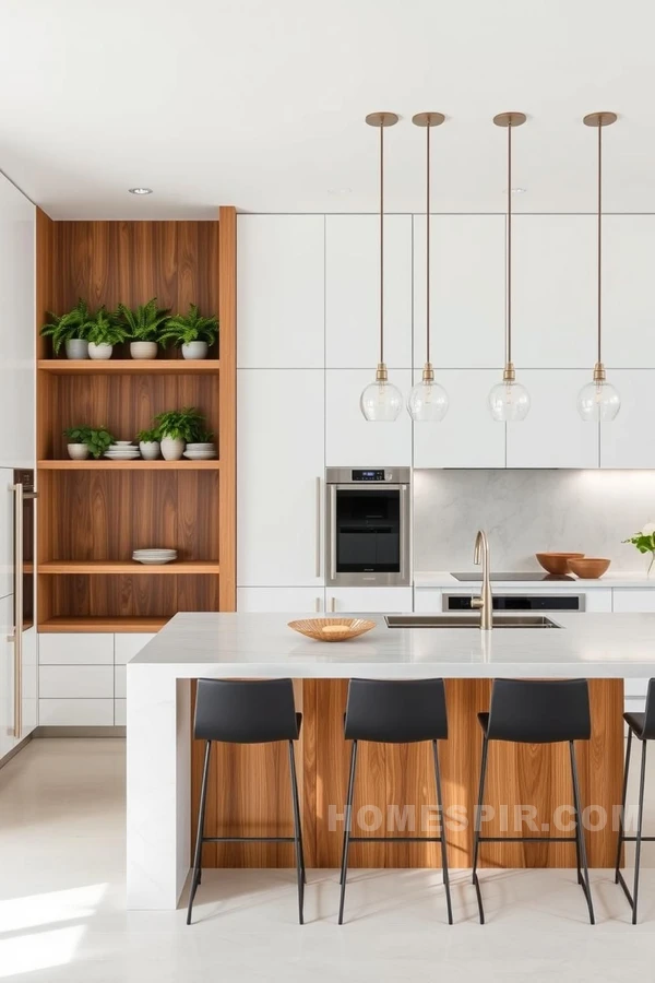 Chic White and Wood Tropical Kitchen