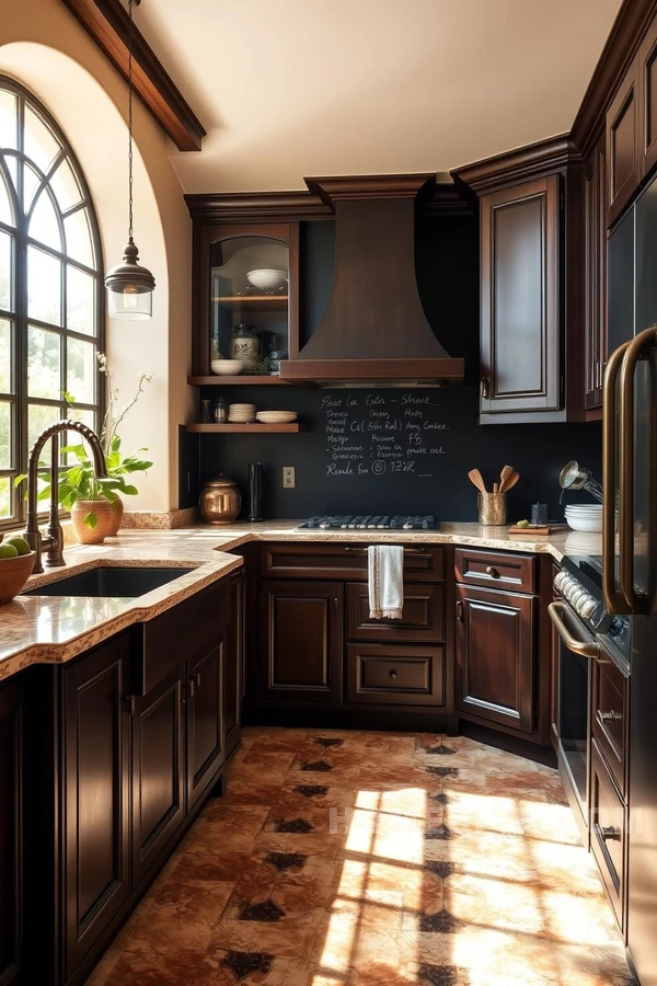 Classic Tile Flooring in Modern Mediterranean Kitchen