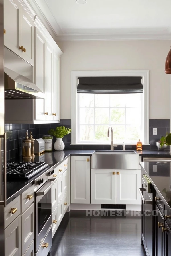 Classic White Chic Kitchen with Black Accents