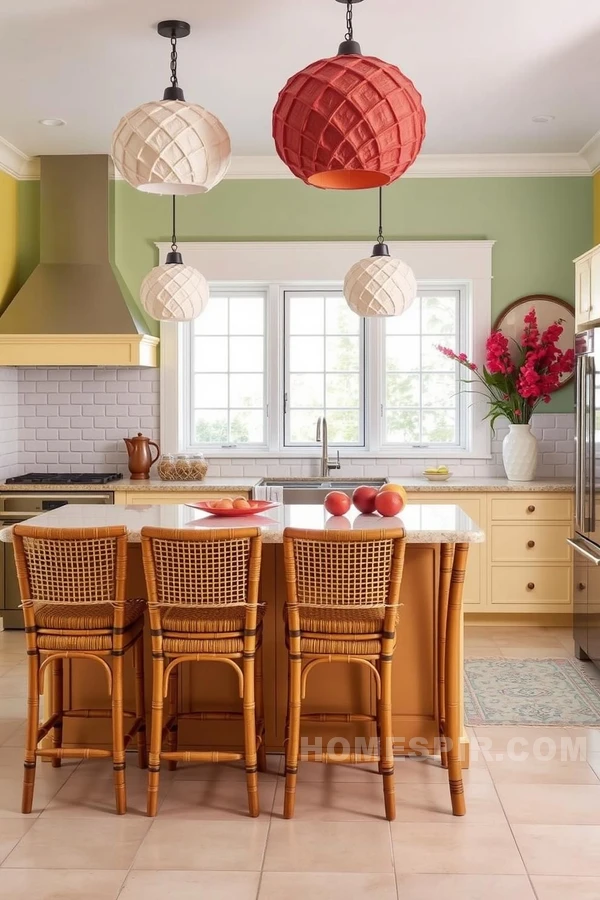 Coastal Shell Lights in Tropical Kitchen