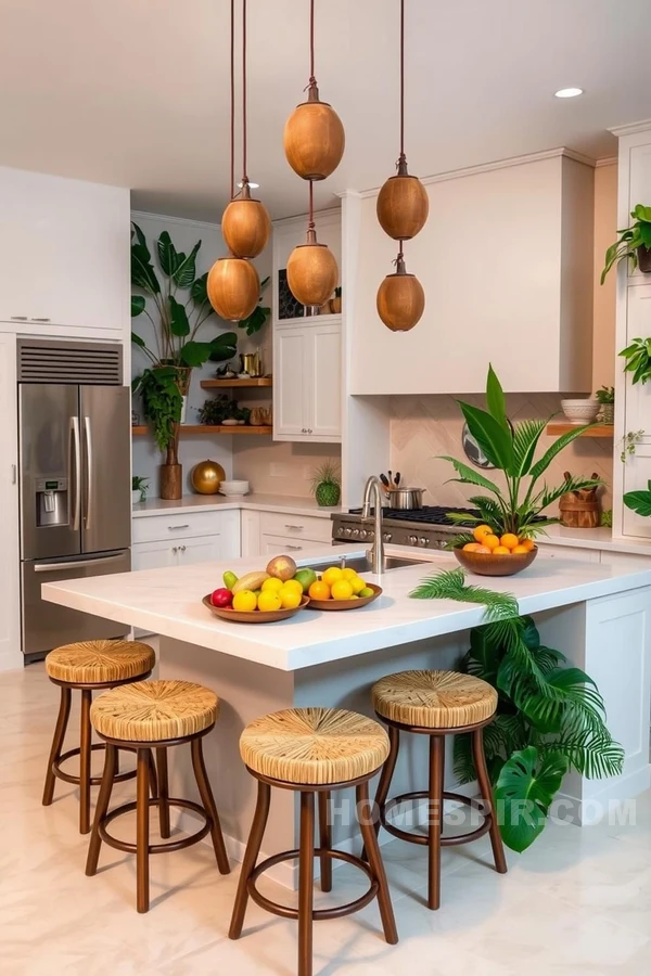 Coconut Light Accents in Tropical Kitchen