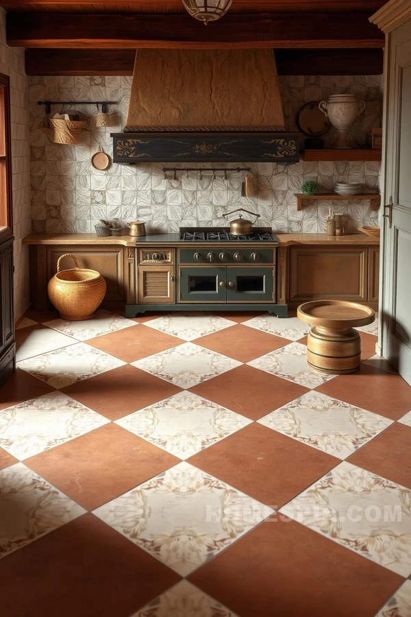 Colonial Kitchen with Rich Floor Textures