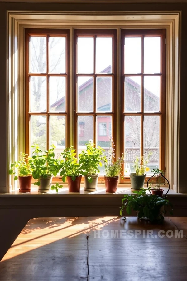 Colonial Kitchen with Sunlit Herb Décor