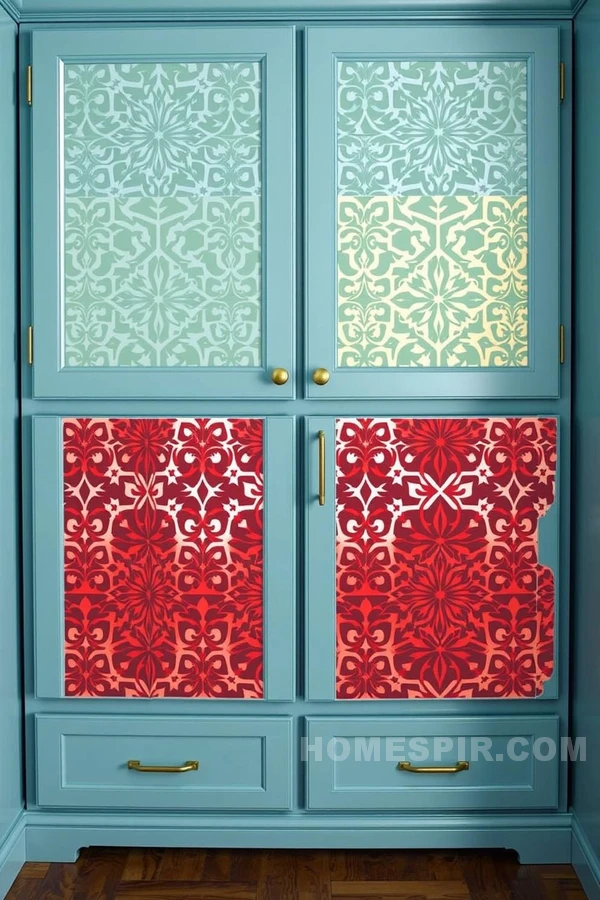 Color Contrast Geometric Designs on Cabinet Faces