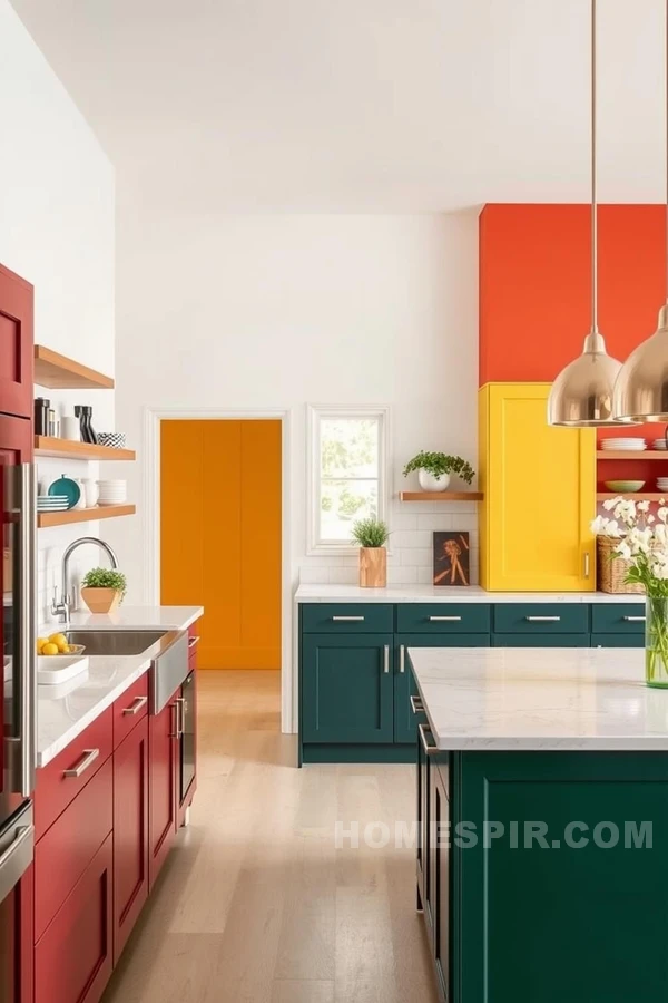 Color Harmony: Open Kitchen with Bold Accents