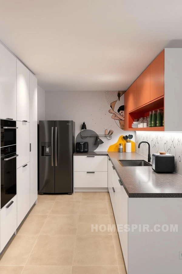 Colorful Accent in Clean-Line Urban Kitchen