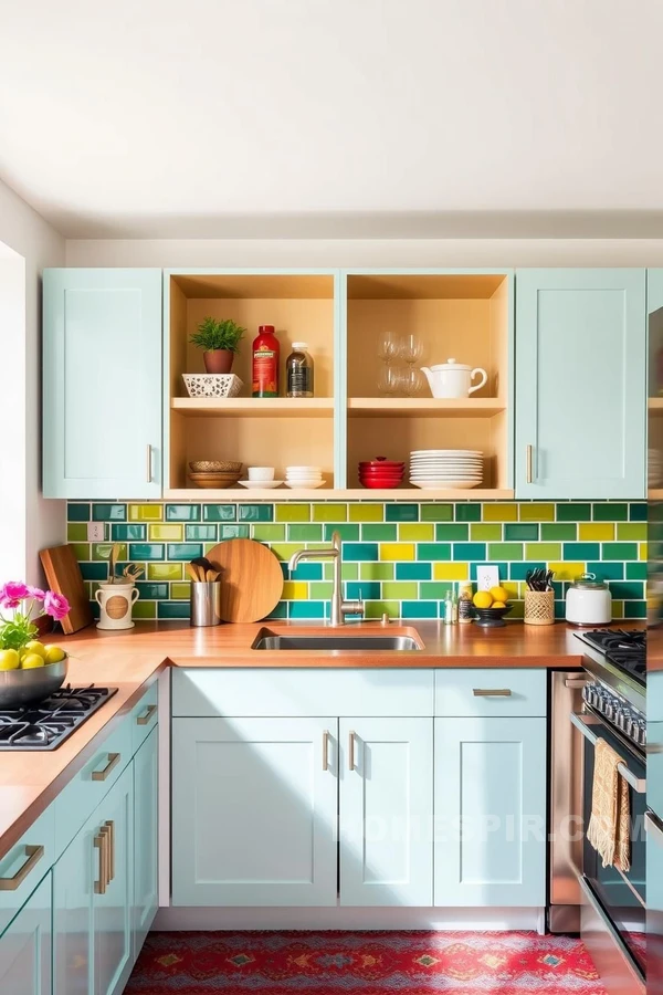 Colorful Backsplash Urban Kitchen Style