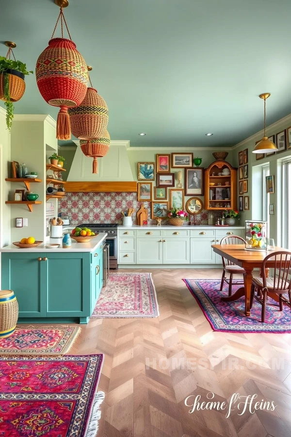 Colorful Boho Chic Open Kitchen