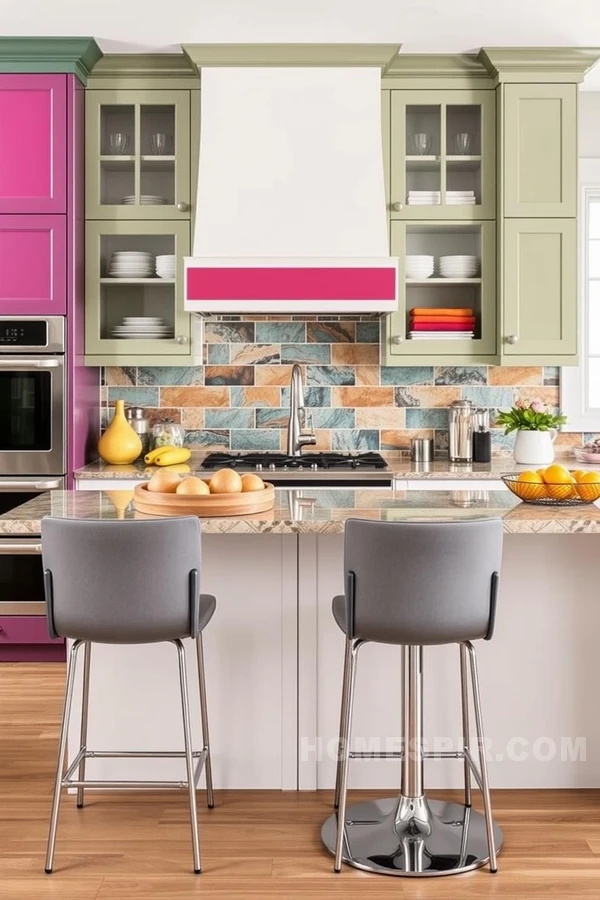 Colorful Cabinetry in Transitional Style