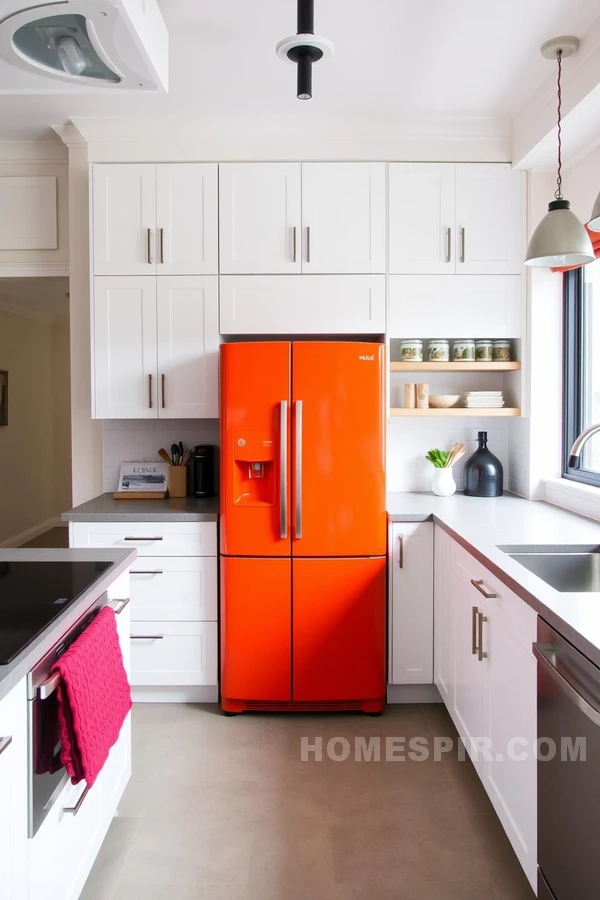 Colorful Fridge in Modern Neutral Kitchen