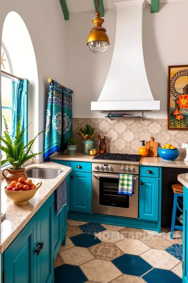 Colorful Mediterranean Kitchen with Artistic Elements