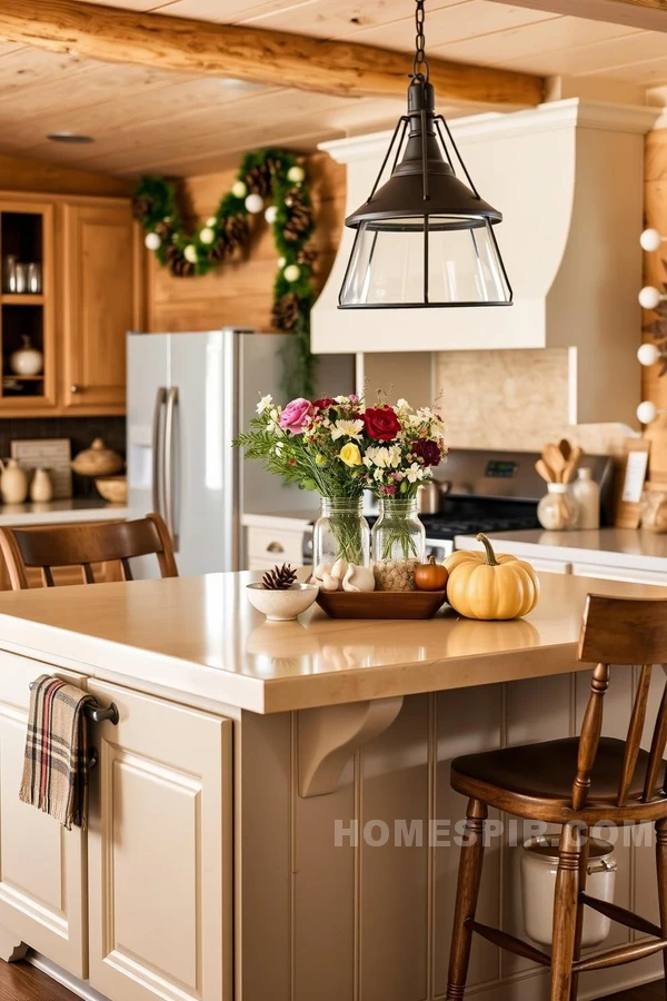 Colorful Seasonal Decor in Cabin Kitchen