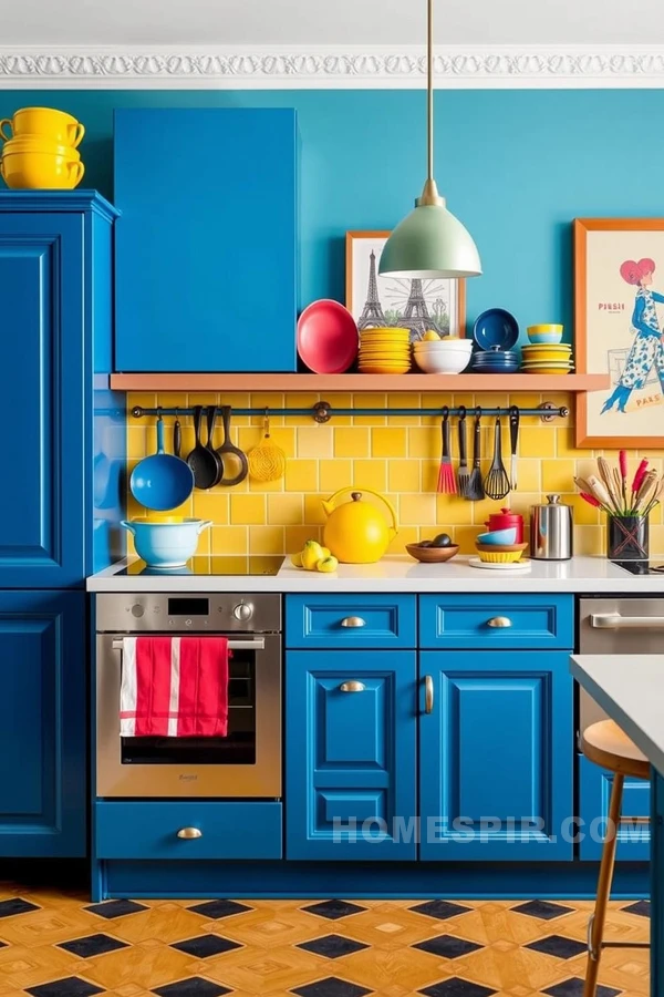 Colorful Touches in French Kitchens