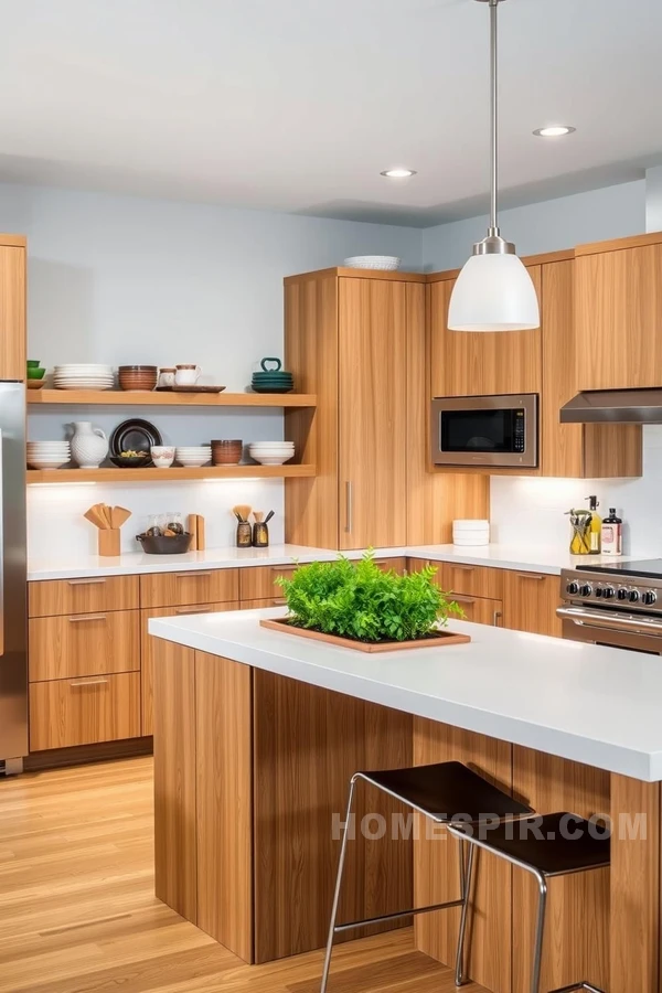 Contemporary Artisan Kitchen with Herb Island