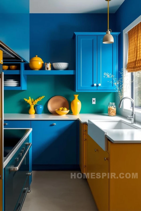 Contemporary Kitchen with Color Play