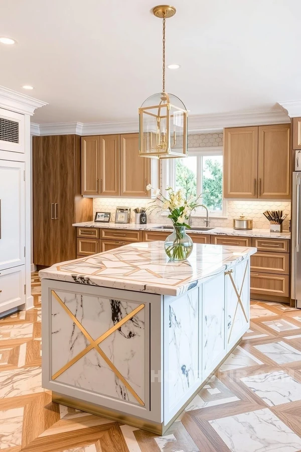 Contrasting Materials for Kitchen Island Design