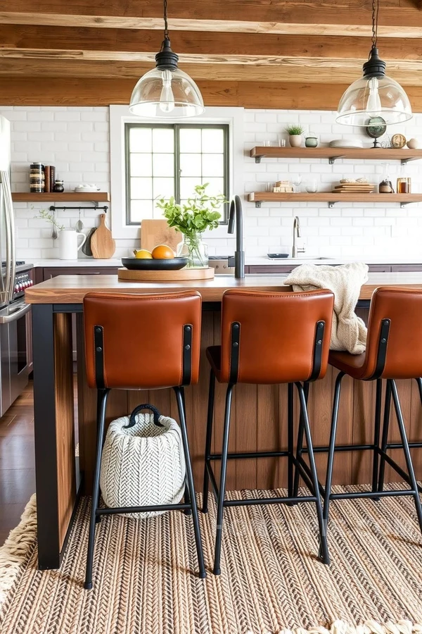 Contrasting Textiles in Kitchen Decor