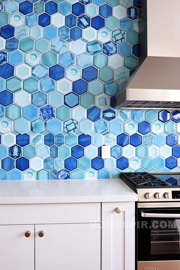 Cool Blues and Greens in Modern Kitchen