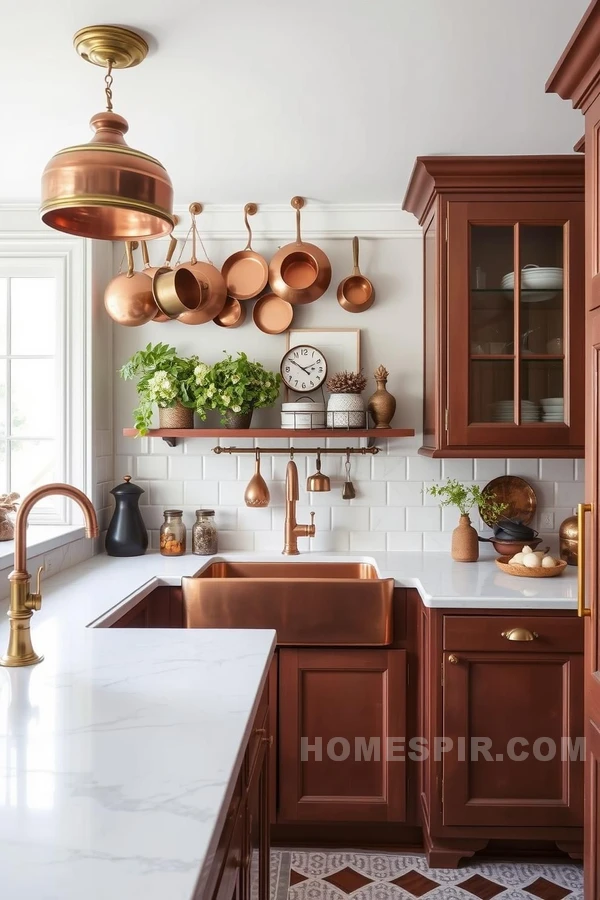 Copper Accents in Victorian Chic Kitchen