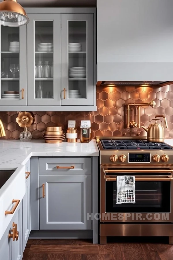 Copper and Gold Details in Kitchen Decor