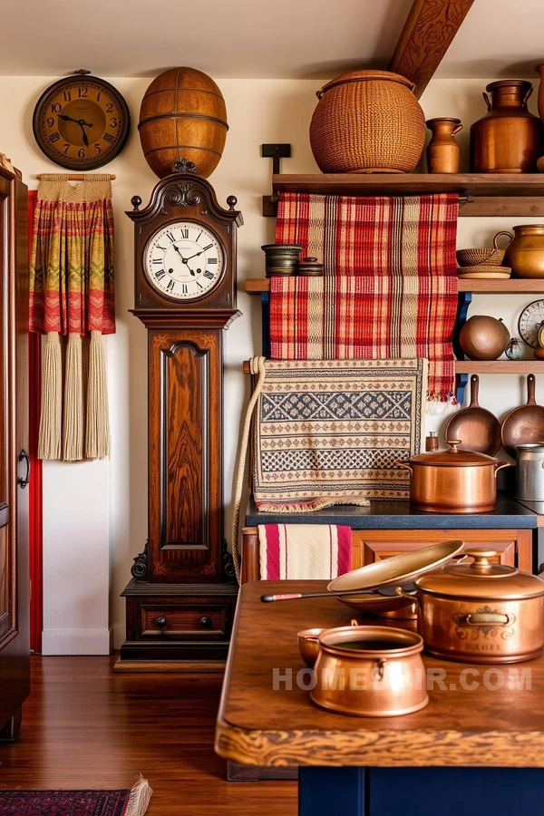 Copper Pots and Clock Rustic Style