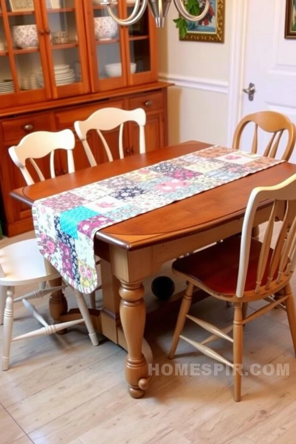 Cottage Dining Table with Eclectic Vintage Chairs