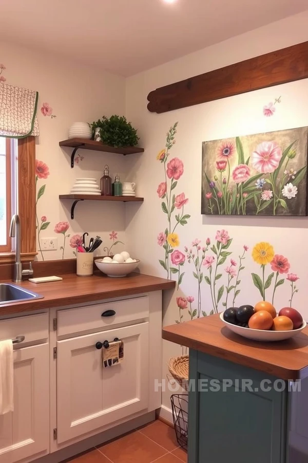 Cottage Kitchen Art with Nature Inspired Floral Designs