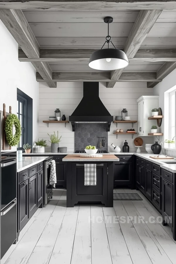 Cozy Farmhouse Monochrome Kitchen