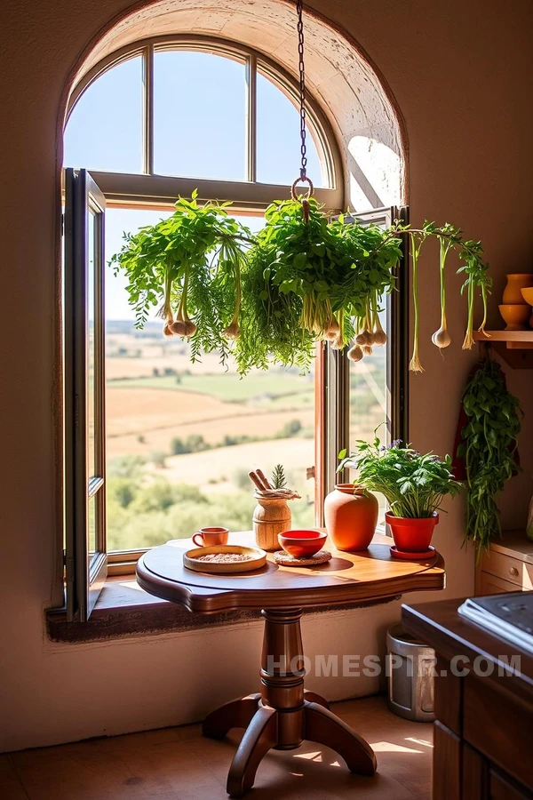 Cozy Kitchen Corner with Fresh Herbs